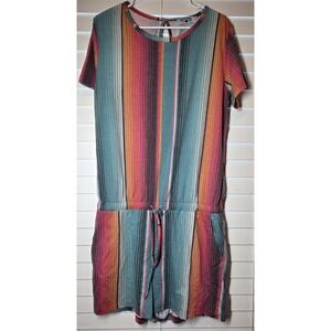 Crazy Train Siesta Serape Romper Short Striped One Piece Boho Aztec Western XL
